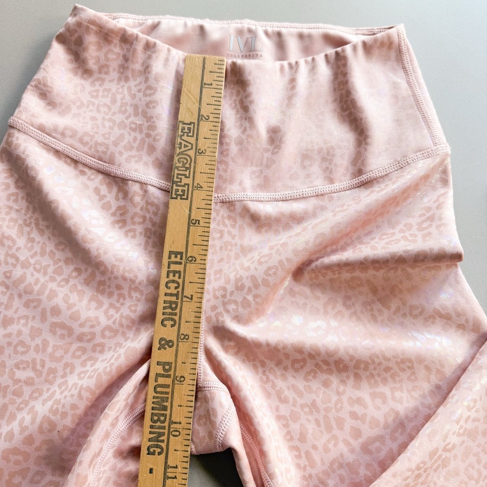 IVL Collective Pink Leopard Print Iridescent Leggings Size 4 High Rise Athletic - Picture 10 of 12